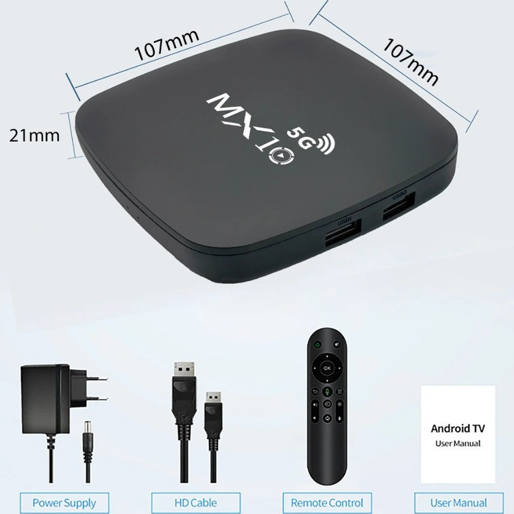 اندروید باکس MX10 5G حافظه ۱۶ گیگابایت با ریموت