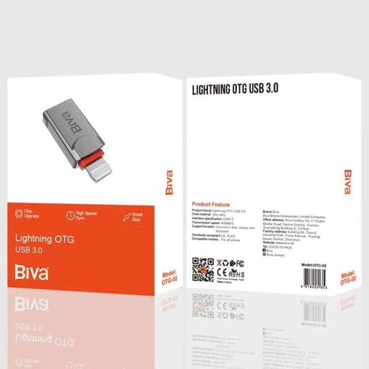 تبدیل OTG لایتنینگ به USB3.0 بیوا Biva OTG-02