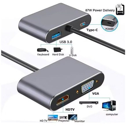 هاب کمبو تایپ سی به PD/HDTV/VGA/USB