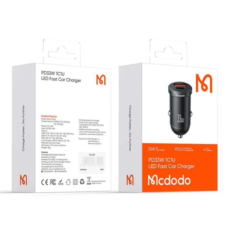 شارژر فندکی مک دودو CC-2320 توان 33 وات