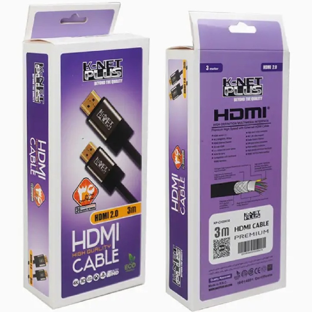کابل HDMI کی نت پلاس مدل KP-CH20030 طول ۳ متر ۴K