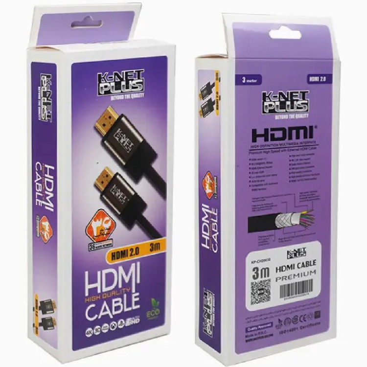 کابل HDMI کی نت پلاس مدل KP-CH20030 طول ۳ متر ۴K