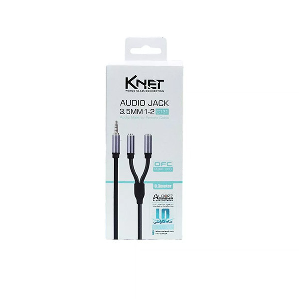 تبدیل 1 نر به 2 ماده AUX کی نت مدل K-CS12MF03 طول 0.3 متر