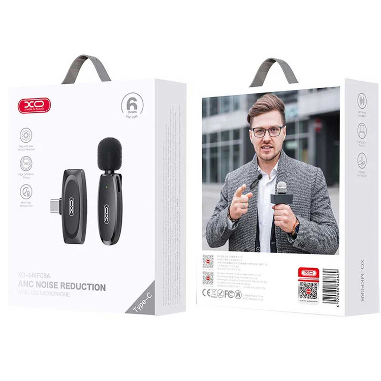 میکروفن یقه ای بی سیم ایکس او مدل MKF08A تایپ سی