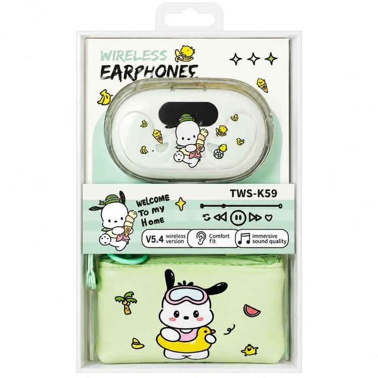 ایرپاد فانتزی عروسکی مدل TWS-K59 طرح سانریو Sanrio Pochacco بهمراه کاور و کیف