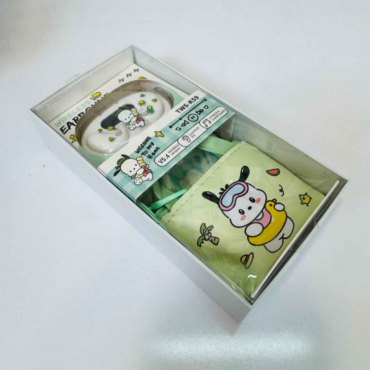ایرپاد فانتزی عروسکی مدل TWS-K59 طرح سانریو Sanrio Pochacco بهمراه کاور و کیف