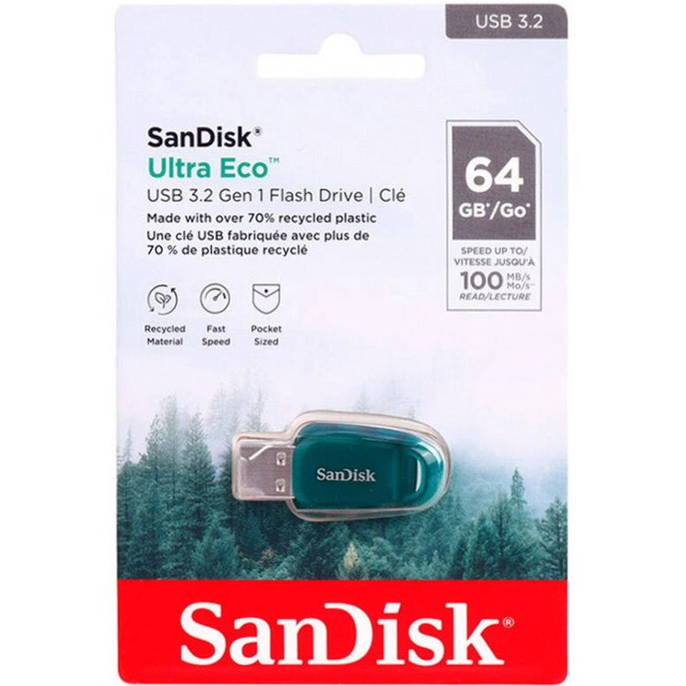 فلش مموری سن دیسک مدل CZ96 Ultra Eco ظرفیت ۶۴ گیگابایت USB 3.2