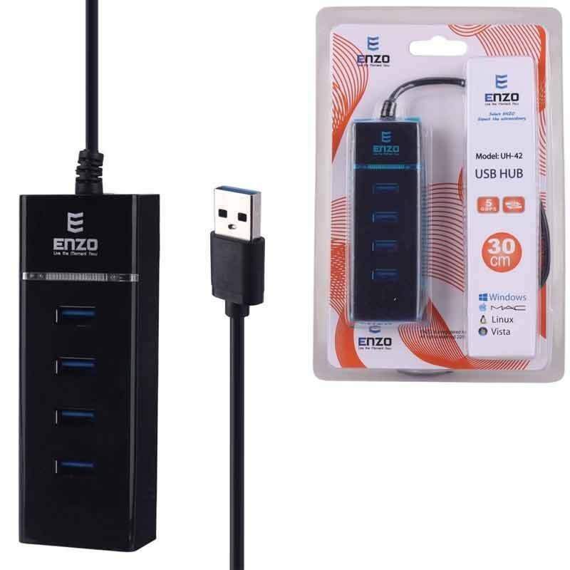 هاب ۴ پورت انزو مدل UH-42 USB 2.0 و USB 3.0