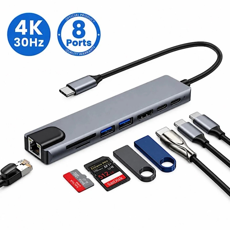 هاب 8 پورت USB-C مدل Hub 8 Port