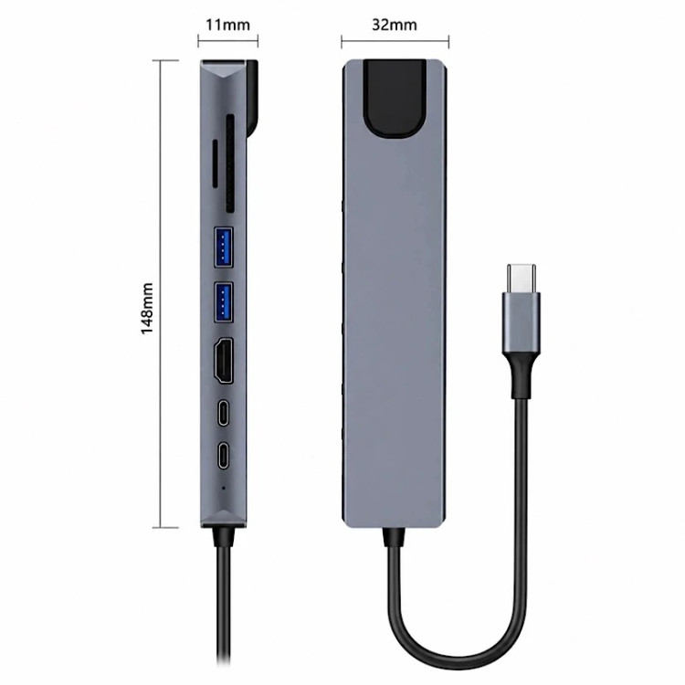 هاب 8 پورت USB-C مدل Hub 8 Port